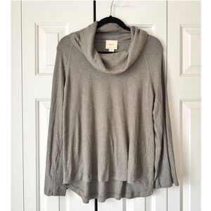 Maeve Anthropologie Gray Ribbed Cowl Neck Sweater Long Sleeve High Low Top Small